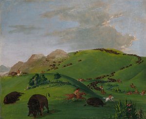 Buffalo Chase, Yellowstone-flodens mynning av George Catlin