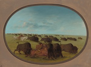 Buffalo Chase, med olyckor, 18611869. av George Catlin