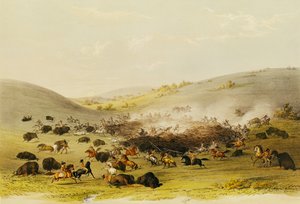 Buffalo Hunt, Surround, ca 1832 av George Catlin