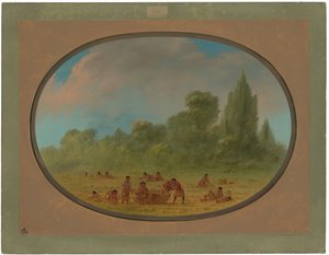 Caddo-indianer samlar vilda jordgubbar av George Catlin