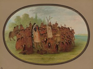 Catlin målar porträttet av Mah-to-toh-pa - Mandan, 18611869. av George Catlin