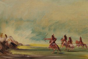 Comanche ger pilar till Medicine Rock av George Catlin