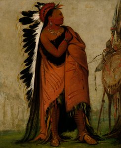 Eé-hee-a-duck-cée-a, Han som binder sitt hår innan, 1832. av George Catlin