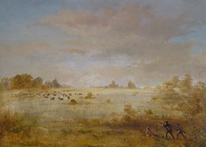Älgar betar på en höstprärie av George Catlin