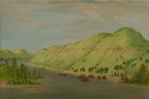 Fader Hennepin lämnar Mississippi för att gå med i La Salle. 8 maj 1680, 18471848. av George Catlin
