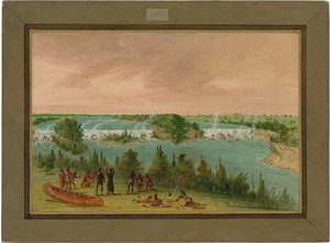 Fader Hennepin och följeslagare vid St. Anthonyfallen. 1 maj 1680 av George Catlin