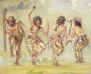 Fyra dansare, 1843-1844. av George Catlin