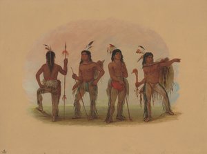 Fyra Navaho Warriors, 18611869. av George Catlin