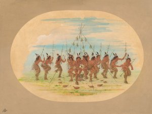 Grön majsdans - Minatarrees, 1861. av George Catlin