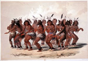 Indian Bear Dance - Litografi av George Catlin av George Catlin
