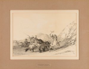 Indianer attackerar Grizzlybjörnar - nr 19 av George Catlin