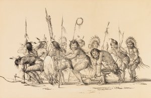 Indianer i en cirkel, dansande - nr. 30 av George Catlin