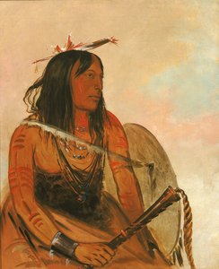 Ish-a-ró-yeh, Han som bär en varg, en framstående modig av George Catlin