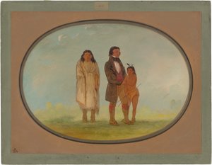 Kaskaskia chef, hans mor och son av George Catlin