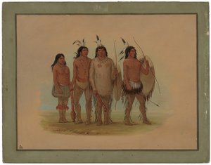 Kiowahövdingen, hans hustru och två krigare av George Catlin