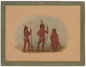 Klahoquaht-hövding, hans fru och son av George Catlin