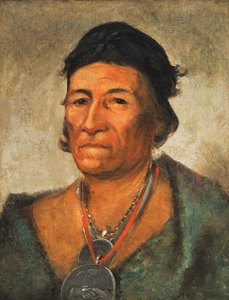 Ko-mán-i-kin, Big Wave, an Old and Distinguished Chief, 1831. av George Catlin
