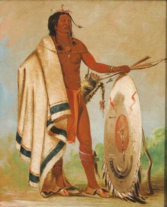 Kotz-a-tó-ah, rökt sköld, en framstående krigare av George Catlin