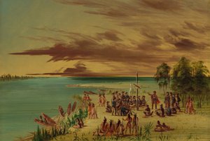 La Salle gör anspråk på Louisiana för Frankrike. 9 april 1682, 18471848. av George Catlin