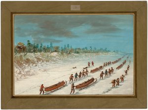 La Salle korsar Michigansjön på isen. 8 december 1681 av George Catlin