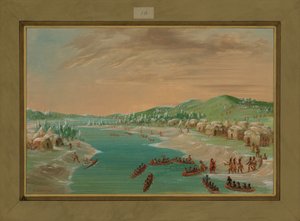 La Salle och Party anländer till Village of the Illinois, 1 januari 1680, 1847-48 av George Catlin