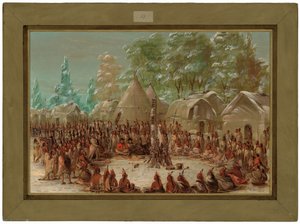 La Salles sällskap festade i Illinois Village 2 januari av George Catlin