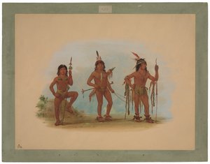 Lengua medicinman med två krigare av George Catlin