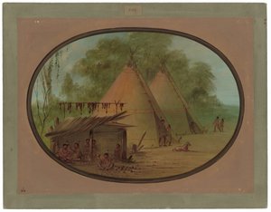 Att göra Flinta pilspetsar - Apachees av George Catlin