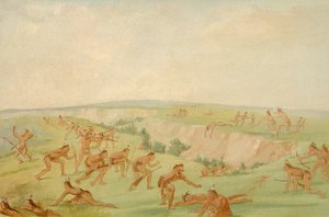 Mandan attackerar en grupp arikara av George Catlin