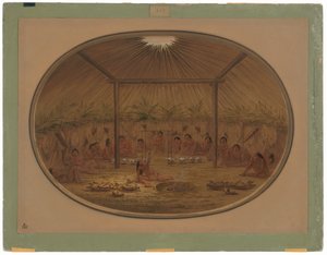 Mandan-ceremonin - vattnet sjunker ner av George Catlin