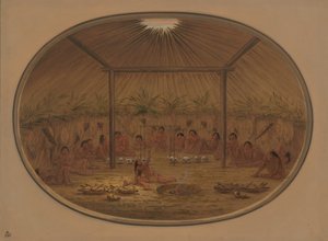 Mandan-ceremonin - vattnet sjunker ner, 18611869. av George Catlin