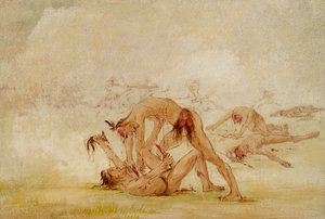 Mandan scalping av en fiende av George Catlin