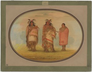 Menomoniehövdingen, hans fru och son av George Catlin