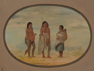 Nayas indianhövding, hans fru och en krigare, 18551869. av George Catlin