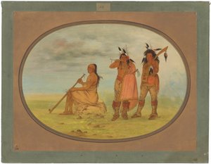 Gammal menomoniehövding med två unga friare av George Catlin