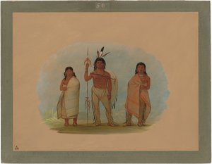 Ottawa Chief, hans fru och en krigare av George Catlin