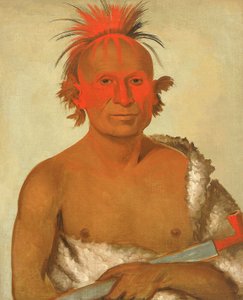 Pash-ee-pa-hó, Lilla Stickande Hövdingen, den yngre, en av Black Hawks tappra män av George Catlin