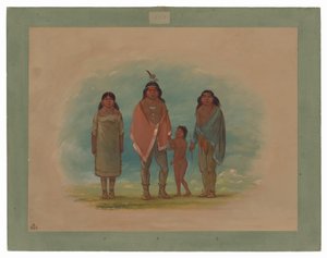 Patagon Chief, hans bror och dotter av George Catlin
