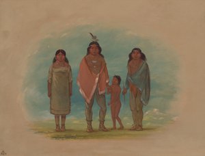 Patagonchef, hans bror och dotter, 18561869. av George Catlin