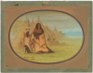 Puncah-chef omgiven av sin familj av George Catlin