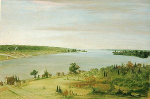 Sault Ste. Marie, med USA:s garnison i bakgrunden av George Catlin