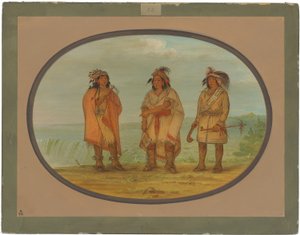 Seneca Chief, röd jacka, med två krigare av George Catlin