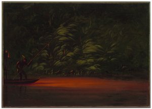 Spjutfiske i fackelljus på Amazonfloden av George Catlin