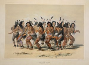 Björndansen, pub. 1845 färglitografi. av George Catlin
