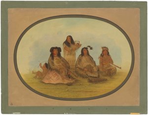 Sioux-hövdingen med flera indianer av George Catlin