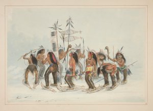 Snöskodansen, pl. 14 från North American Indian Portfolio av George Catlin