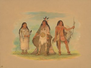 Tre Minatarree-indianer, 1861. av George Catlin