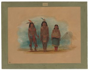 Tre Taruma-indianer av George Catlin
