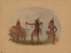 Tre Woyaway-indianer, 18541869. av George Catlin