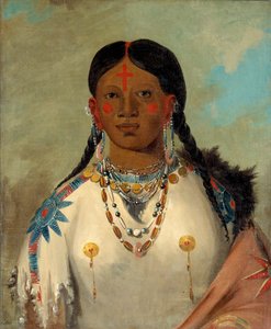 Tís-se-wóo-na-tís, Hon som badar sina knän, hövdingens hustru, 1832. av George Catlin